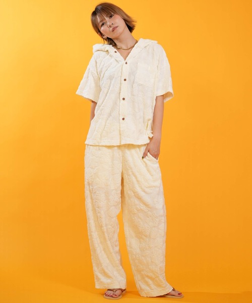 Hula Lani(フララニ)の「HULALANI/フララニ レディース ロングパンツ ワイドシルエット ハイビスカス柄 263HU2LP185(その他パンツ・レディース・アイボリー/ブルー/ピンク・FREE)」の17枚目の写真