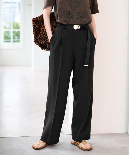 U by SPICK&SPAN(ユーバイスピックアンドスパン)の「ベルトツキパンツ(スラックス・レディース・オレンジ/キャメル/ブラック・36/38)」の2枚目の写真