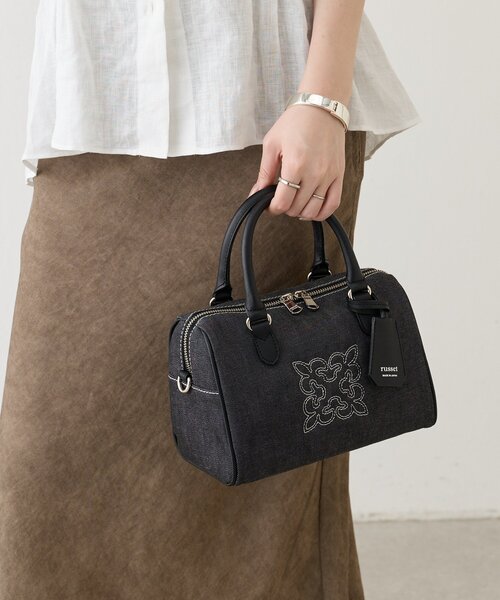 russet(ラシット)の「【刺繍モノグラム】デニム2WAYミニボストンバッグ(ボストンバッグ・レディース・インディゴブルー/ブラック・FREE)」の5枚目の写真