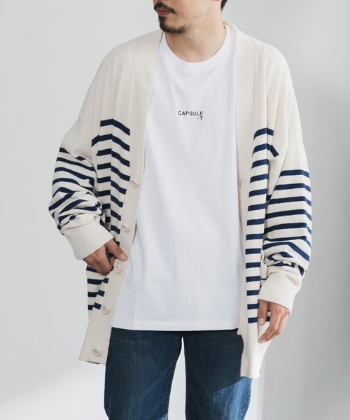 nestwell(ネストウェル)の「TEAK BD / ボーダーカーディガンMENS(カーディガン/ボレロ・メンズ・ブラック/アイボリー・L/M)」の1枚目の写真