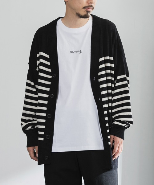 nestwell(ネストウェル)の「TEAK BD / ボーダーカーディガンMENS(カーディガン/ボレロ・メンズ・ブラック/アイボリー・L/M)」の2枚目の写真