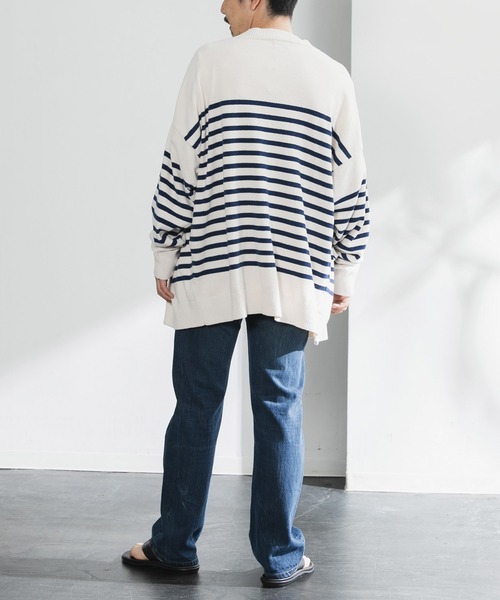 nestwell(ネストウェル)の「TEAK BD / ボーダーカーディガンMENS(カーディガン/ボレロ・メンズ・ブラック/アイボリー・L/M)」の4枚目の写真