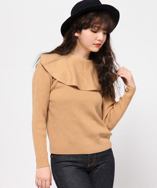 goocy（グースィー）の「フレア衿Knit（ニット/セーター・レディース・オフホワイト/ネイビー/キャメル・FREE）」の14枚目の写真