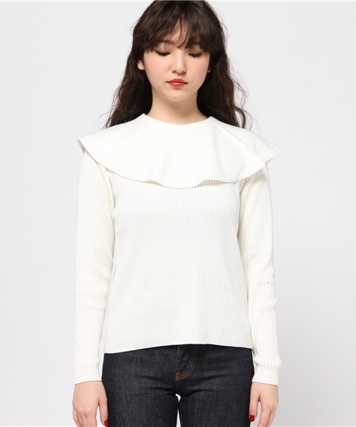 goocy（グースィー）の「フレア衿Knit（ニット/セーター・レディース・オフホワイト/ネイビー/キャメル・FREE）」の10枚目の写真