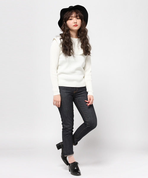 goocy（グースィー）の「フレア衿Knit（ニット/セーター・レディース・オフホワイト/ネイビー/キャメル・FREE）」の13枚目の写真