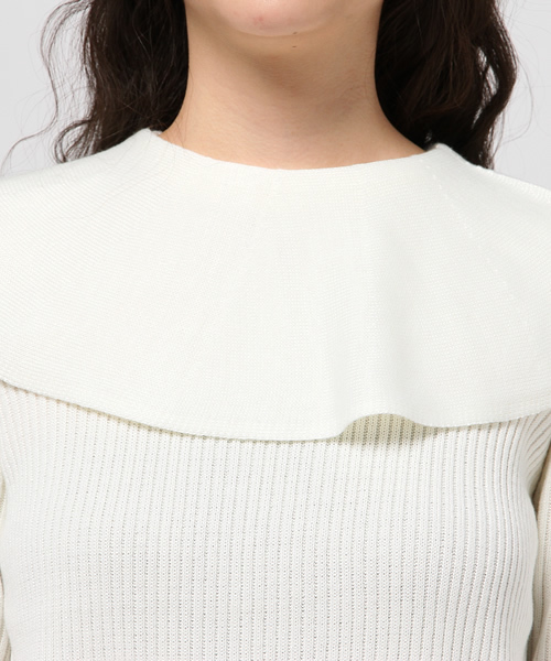 goocy（グースィー）の「フレア衿Knit（ニット/セーター・レディース・オフホワイト/ネイビー/キャメル・FREE）」の4枚目の写真