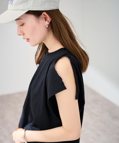 FRAMeWORK(フレームワーク)の「BASERANGE/ベースレンジ PIN TANK(Tシャツ/カットソー・レディース・ブラック・FREE)」の1枚目の写真