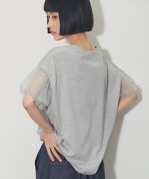 ANOTHER S(アナザーエス)の「フラワー刺繍&チュールスリーブT(Tシャツ/カットソー・レディース・グレー/ホワイト/ブラック・FREE)」の20枚目の写真
