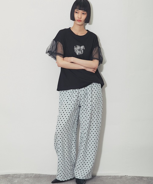 ANOTHER S(アナザーエス)の「フラワー刺繍&チュールスリーブT(Tシャツ/カットソー・レディース・グレー/ホワイト/ブラック・FREE)」の7枚目の写真