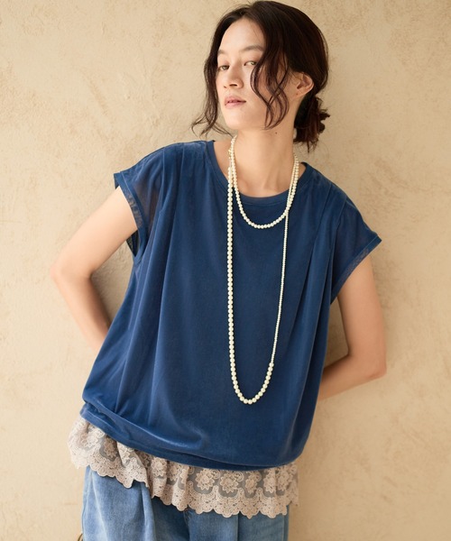 Elura(エルーラ)の「カットベロアフレンチプルオーバー/1057130(Tシャツ/カットソー・レディース・オフホワイト/ブルー/ブラック・FREE)」の3枚目の写真