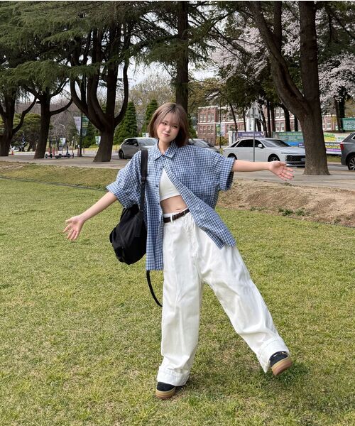 F.ILLUMINATE（フィルミネイト）の「セミクロップチェックハーフシャツ-グレー（シャツ/ブラウス・メンズ・その他・LARGE/SMALL/MEDIUM）」の18枚目の写真