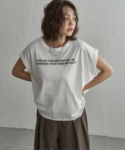 notch.(ノッチ)の「ドルマンロゴTシャツ(Tシャツ/カットソー・レディース・オフホワイト/ダークグレー・M)」の1枚目の写真
