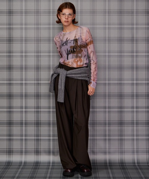 MAISON SPECIAL(メゾンスペシャル)の「Look at Yourself Logo Sheer Top/Look at yourselfロゴシアートップス(Tシャツ/カットソー・レディース・ホワイト/ピンク/ライム・FREE)」の7枚目の写真