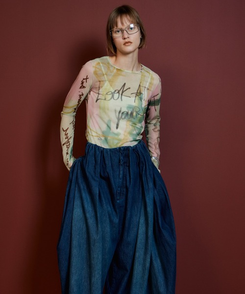 MAISON SPECIAL(メゾンスペシャル)の「Look at Yourself Logo Sheer Top/Look at yourselfロゴシアートップス(Tシャツ/カットソー・レディース・ホワイト/ピンク/ライム・FREE)」の14枚目の写真