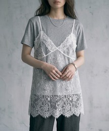 STYLE DELI | 【BLK001】レースキャミレイヤードTシャツ(Tシャツ/カットソー)