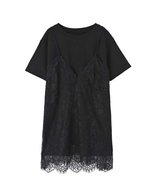 STYLE DELI(スタイルデリ)の「【BLK001】レースキャミレイヤードTシャツ(Tシャツ/カットソー・レディース・杢グレー/ブラック・FREE)」の19枚目の写真