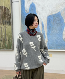 SN Flower Loose Fit Knit (Grey)