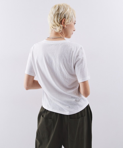 HANNE（アン）の「アシンメトリーヘムTEE（Tシャツ/カットソー・レディース・ブラック/ホワイト・FREE）」の4枚目の写真