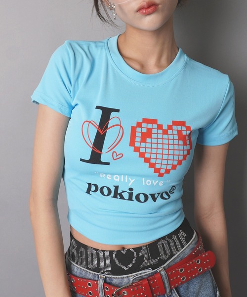 SPINNS(スピンズ)の「半袖Tシャツ/I LOVE BIT/ストリート女子(Tシャツ/カットソー・レディース・ブルー・ONESIZE)」の1枚目の写真