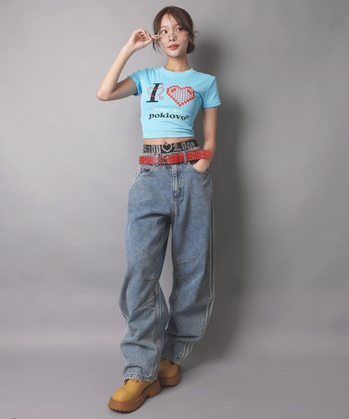 SPINNS(スピンズ)の「半袖Tシャツ/I LOVE BIT/ストリート女子(Tシャツ/カットソー・レディース・ブルー・ONESIZE)」の6枚目の写真