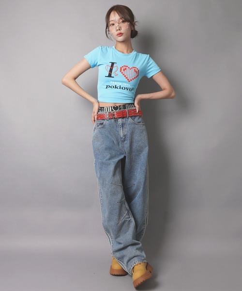 SPINNS(スピンズ)の「半袖Tシャツ/I LOVE BIT/ストリート女子(Tシャツ/カットソー・レディース・ブルー・ONESIZE)」の8枚目の写真