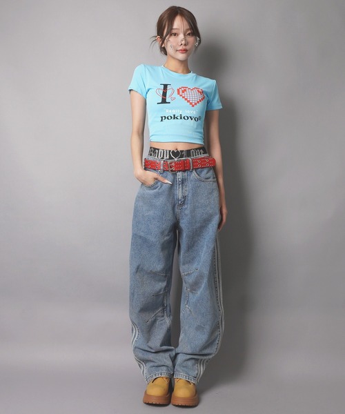 SPINNS(スピンズ)の「半袖Tシャツ/I LOVE BIT/ストリート女子(Tシャツ/カットソー・レディース・ブルー・ONESIZE)」の9枚目の写真