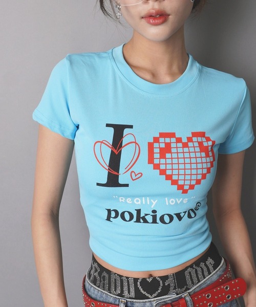 SPINNS(スピンズ)の「半袖Tシャツ/I LOVE BIT/ストリート女子(Tシャツ/カットソー・レディース・ブルー・ONESIZE)」の2枚目の写真
