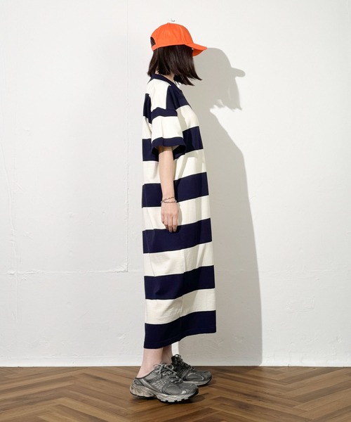 MAISON SELECT(メゾンセレクト)の「7E13 カラー ボーダーポロニットワンピース(ワンピース・レディース・ブラック×グリーン/ネイビー・FREE)」の10枚目の写真