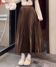 サテンプリーツ ロングスカート