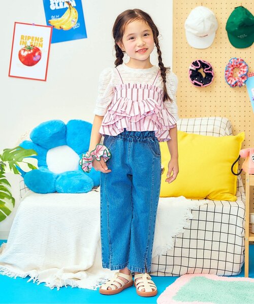 apres les cours(アプレレクール)の「シアーレース半袖Tシャツ(Tシャツ/カットソー・キッズ・その他3/チェック/アイボリー・80/90/100/110/120/130/140)」の11枚目の写真