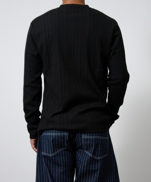 NYLAUS（ナイラス）の「【Nylaus】Vネック テレコ Tシャツ 長袖 ロングTシャツ 無地（Tシャツ/カットソー・メンズ・ブラック/杢グレー/ネイビー/ホワイト・L/LL/M）」の7枚目の写真