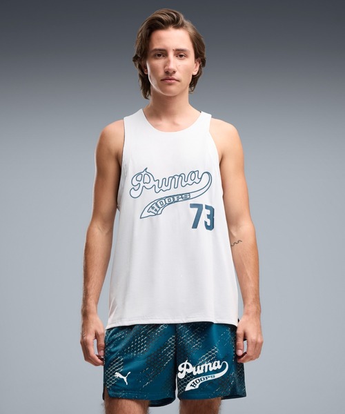 PUMA(プーマ)の「PUMA プーマ メンズ バスケットボール チーム ROAR AOP ノースリーブ ジャージ(Tシャツ/カットソー・メンズ・ダルブルー系・LARGE/SMALL/MEDIUM/X-LARGE/X-SMALL)」の1枚目の写真