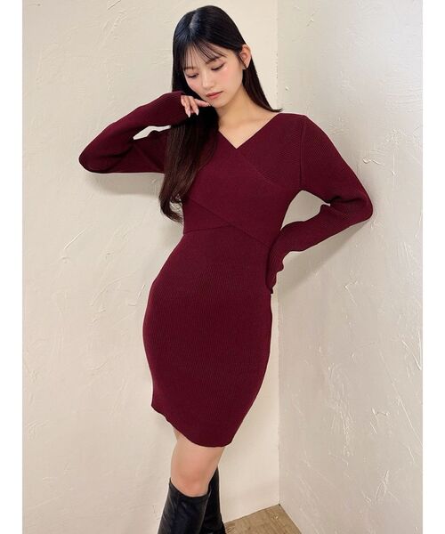RESEXXY(リゼクシー)の「フロントクロスニットワンピース(ワンピース・レディース・ベージュ/レッド/ラベンダー/ブラック・SMALL/MEDIUM/LARGE)」の12枚目の写真