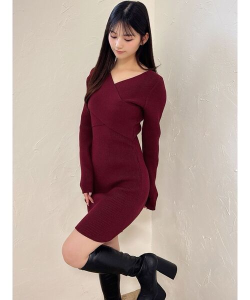 RESEXXY(リゼクシー)の「フロントクロスニットワンピース(ワンピース・レディース・ベージュ/レッド/ラベンダー/ブラック・SMALL/MEDIUM/LARGE)」の13枚目の写真