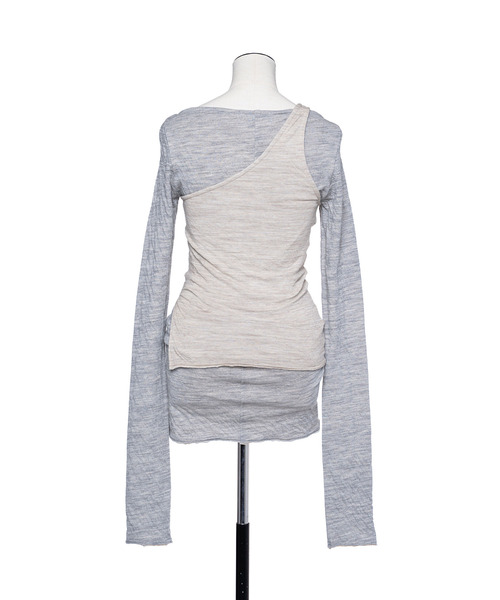 muller of yoshiokubo（ミュラーオブヨシオクボ）の「muller of yoshiokubo ミュラーオブヨシオクボ / CRINKLE JERSEY LAYER TOP クリンクルジャージーレイヤートップス / MLF26104（Tシャツ/カットソー・レディース・ベージュ/ブラック/レッド・38/36）」の5枚目の写真