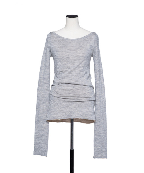 muller of yoshiokubo（ミュラーオブヨシオクボ）の「muller of yoshiokubo ミュラーオブヨシオクボ / CRINKLE JERSEY LAYER TOP クリンクルジャージーレイヤートップス / MLF26104（Tシャツ/カットソー・レディース・ベージュ/ブラック/レッド・38/36）」の6枚目の写真