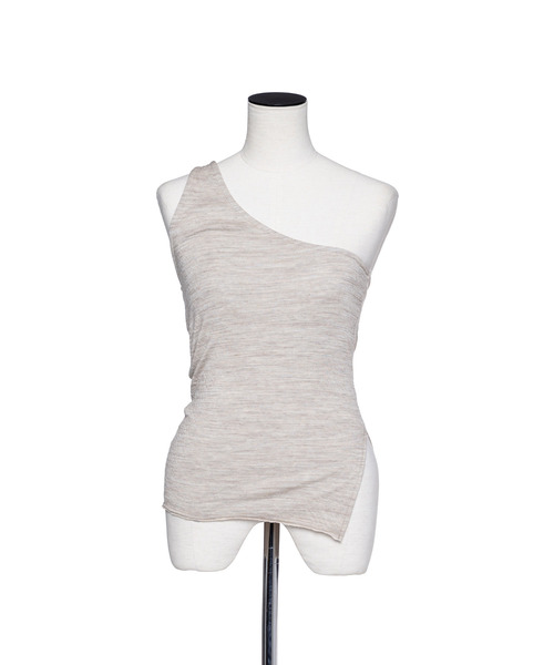 muller of yoshiokubo（ミュラーオブヨシオクボ）の「muller of yoshiokubo ミュラーオブヨシオクボ / CRINKLE JERSEY LAYER TOP クリンクルジャージーレイヤートップス / MLF26104（Tシャツ/カットソー・レディース・ベージュ/ブラック/レッド・38/36）」の7枚目の写真