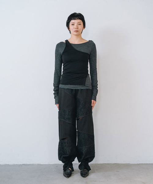 muller of yoshiokubo（ミュラーオブヨシオクボ）の「muller of yoshiokubo ミュラーオブヨシオクボ / CRINKLE JERSEY LAYER TOP クリンクルジャージーレイヤートップス / MLF26104（Tシャツ/カットソー・レディース・ベージュ/ブラック/レッド・38/36）」の17枚目の写真