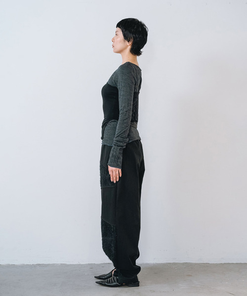muller of yoshiokubo（ミュラーオブヨシオクボ）の「muller of yoshiokubo ミュラーオブヨシオクボ / CRINKLE JERSEY LAYER TOP クリンクルジャージーレイヤートップス / MLF26104（Tシャツ/カットソー・レディース・ベージュ/ブラック/レッド・38/36）」の18枚目の写真