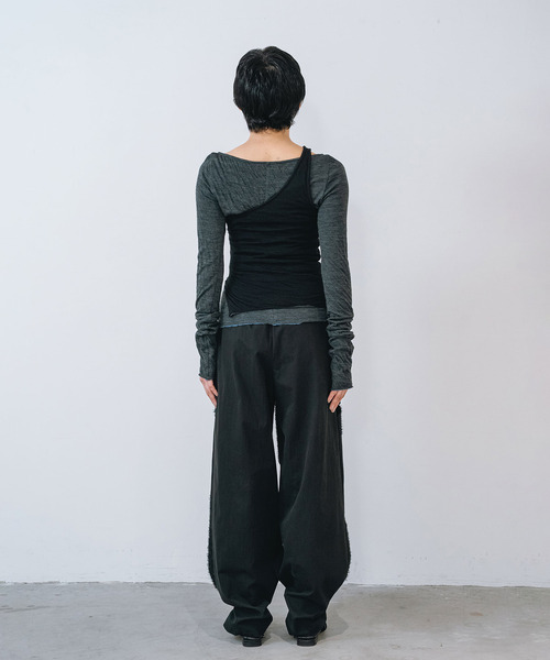 muller of yoshiokubo（ミュラーオブヨシオクボ）の「muller of yoshiokubo ミュラーオブヨシオクボ / CRINKLE JERSEY LAYER TOP クリンクルジャージーレイヤートップス / MLF26104（Tシャツ/カットソー・レディース・ベージュ/ブラック/レッド・38/36）」の19枚目の写真