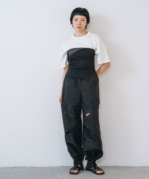 muller of yoshiokubo（ミュラーオブヨシオクボ）の「muller of yoshiokubo ミュラーオブヨシオクボ / CRINKLE JERSEY LAYER TOP クリンクルジャージーレイヤートップス / MLF26104（Tシャツ/カットソー・レディース・ベージュ/ブラック/レッド・38/36）」の20枚目の写真