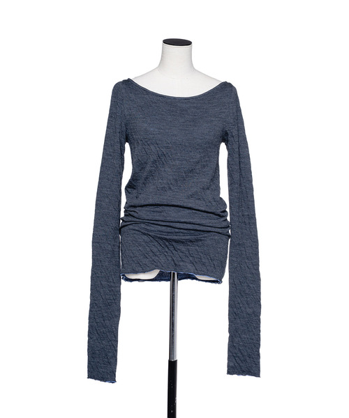 muller of yoshiokubo（ミュラーオブヨシオクボ）の「muller of yoshiokubo ミュラーオブヨシオクボ / CRINKLE JERSEY LAYER TOP クリンクルジャージーレイヤートップス / MLF26104（Tシャツ/カットソー・レディース・ベージュ/ブラック/レッド・38/36）」の15枚目の写真