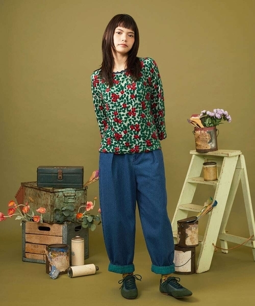 Jocomomola(ホコモモラ)の「Reflejo 配色デニムパンツ(デニムパンツ・レディース・グリーン・40/42)」の4枚目の写真