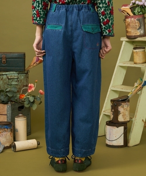 Jocomomola(ホコモモラ)の「Reflejo 配色デニムパンツ(デニムパンツ・レディース・グリーン・40/42)」の7枚目の写真