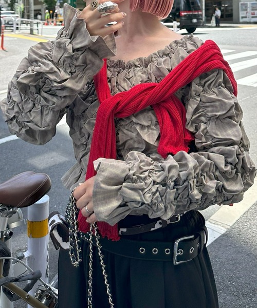 Alley Tokyo(アリートーキョー)の「くしゅっとしたブラウス(シャツ/ブラウス・レディース・ブラウン/ベージュ・FREE)」の1枚目の写真