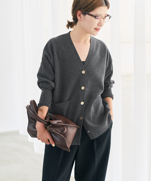 Spick & Span(スピックアンドスパン)の「メタルボタンダブルジャガードカーディガン(カーディガン/ボレロ・レディース・ブラウン/ホワイト/チャコールグレー・FREE)」の10枚目の写真