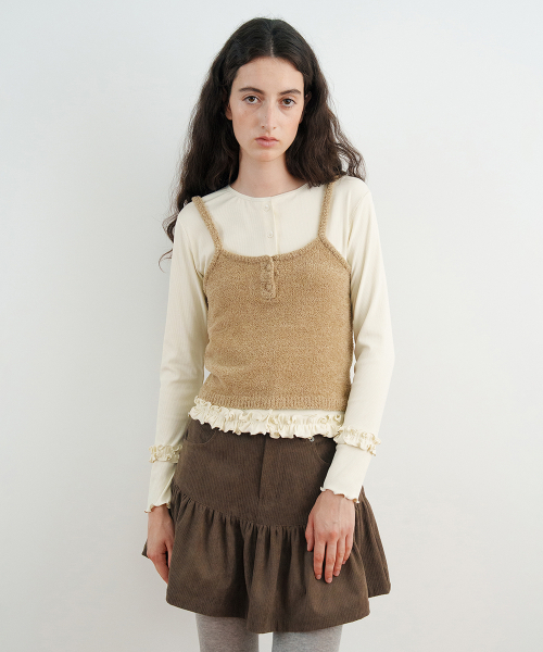 SINOON(シヌーン)の「Glow Knit Bustier (Brown)(Tシャツ/カットソー・レディース・ブラウン・SMALL/MEDIUM)」の1枚目の写真