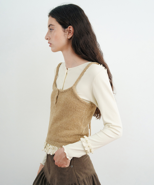 SINOON(シヌーン)の「Glow Knit Bustier (Brown)(Tシャツ/カットソー・レディース・ブラウン・SMALL/MEDIUM)」の2枚目の写真