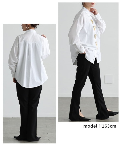 Sawa a la mode(サワアラモード)の「ブローチ付きオーバーサイズシャツ(シャツ/ブラウス・レディース・ホワイト/ブラック・FREE)」の11枚目の写真