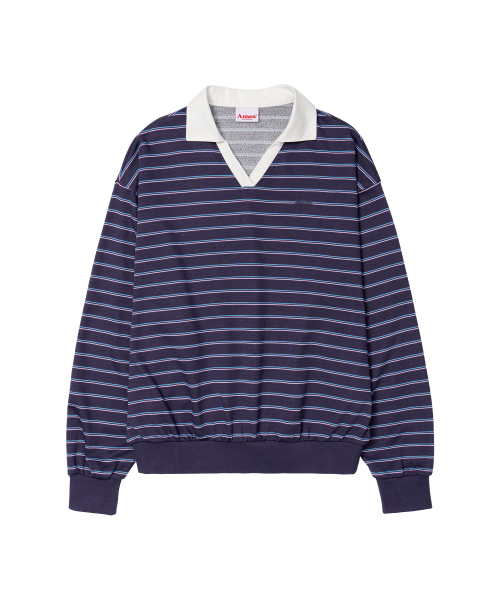 AMESWORLDWIDE(アメスワールドワイド)の「V NECK COLLAR STRIPE SWEATSHIRT PURPLE(スウェット・レディース・その他・FREE)」の6枚目の写真